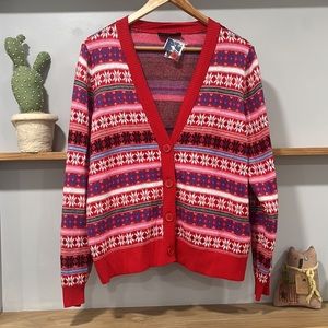 Lane Bryant Classic Long Sleeve Fair Isle Cardigan, Size 14, NWT